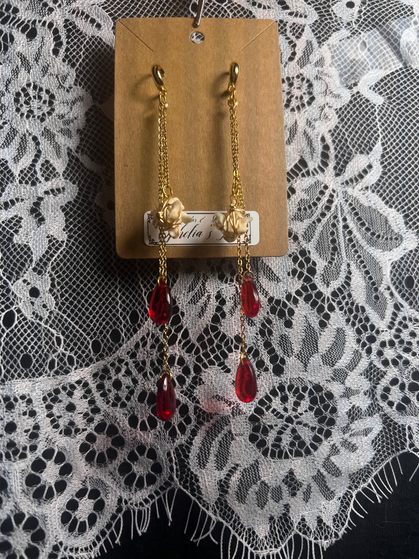 Ophelia’s Kiss Snake Vertebrae Dangles 18k gold VEE Ethereal earrings
