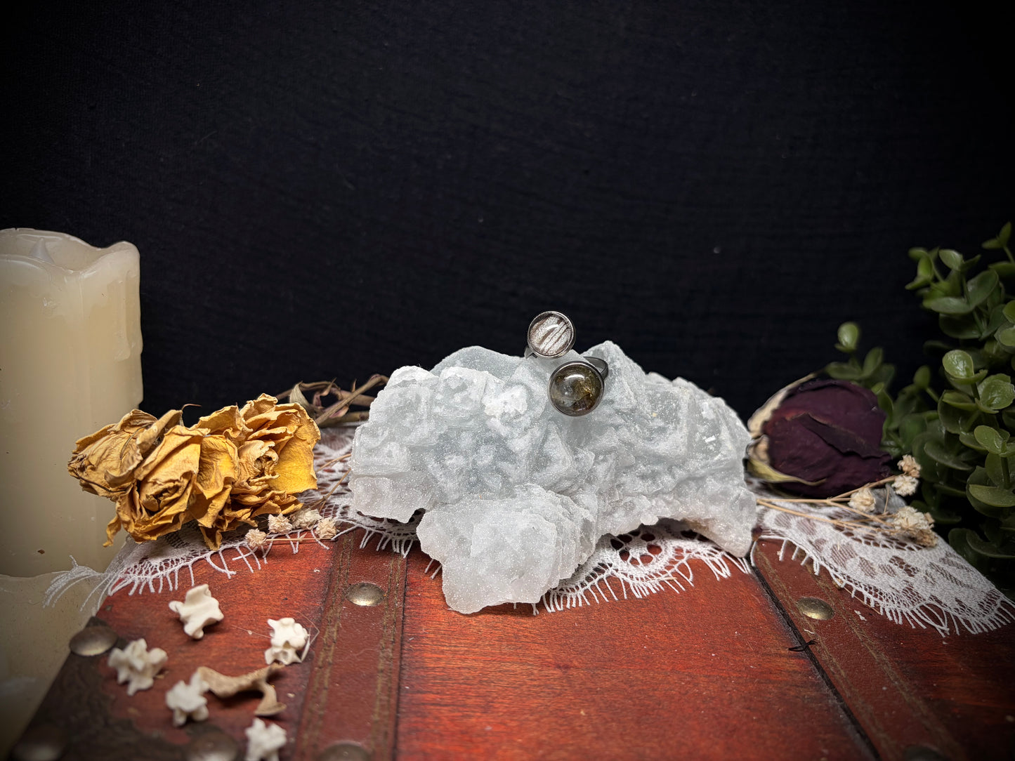Labradorite & Real Butterfly Wing ring ethereal EMR