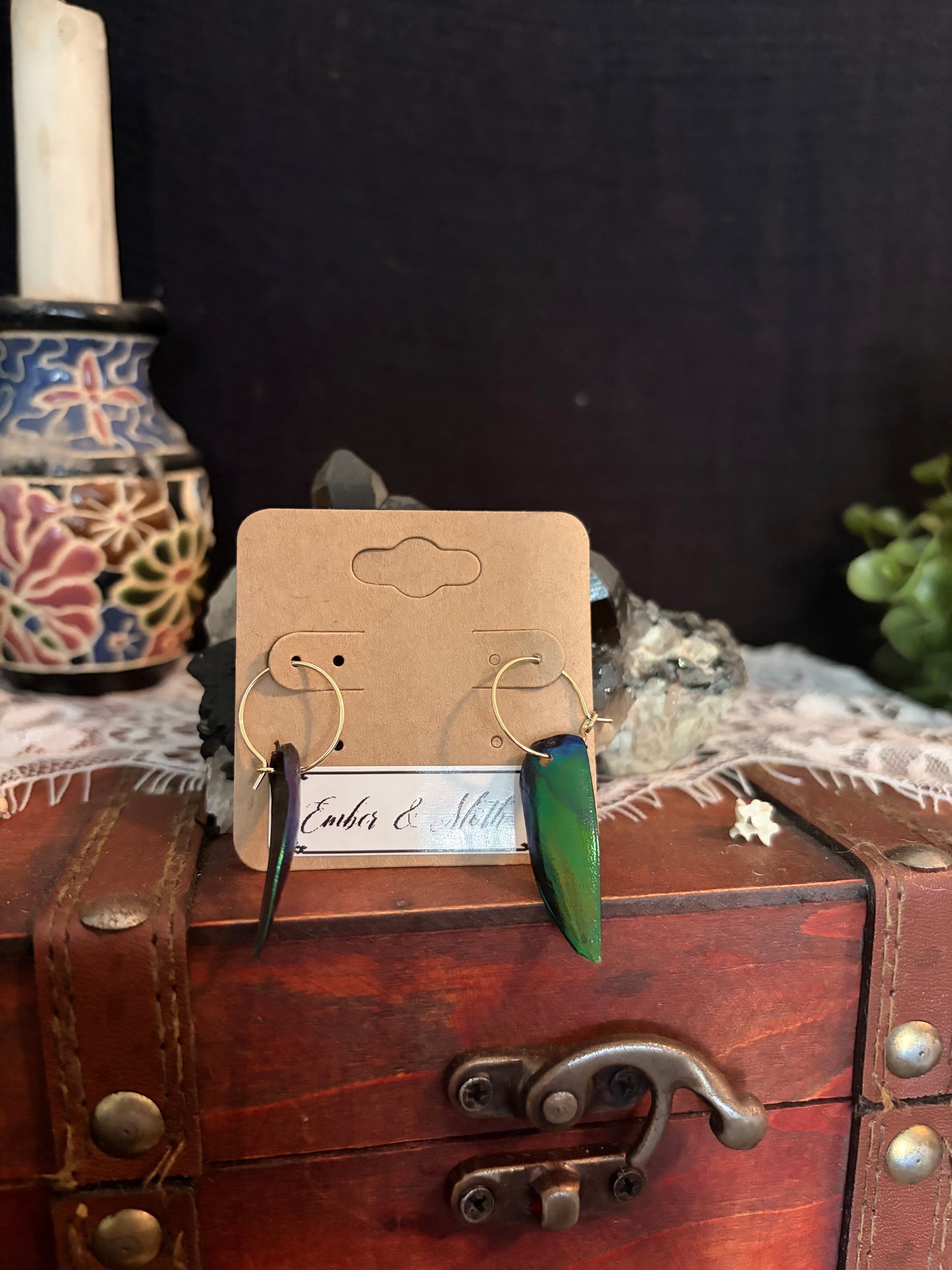 Beetle Wing earrings ethereal dangles BWE FHC