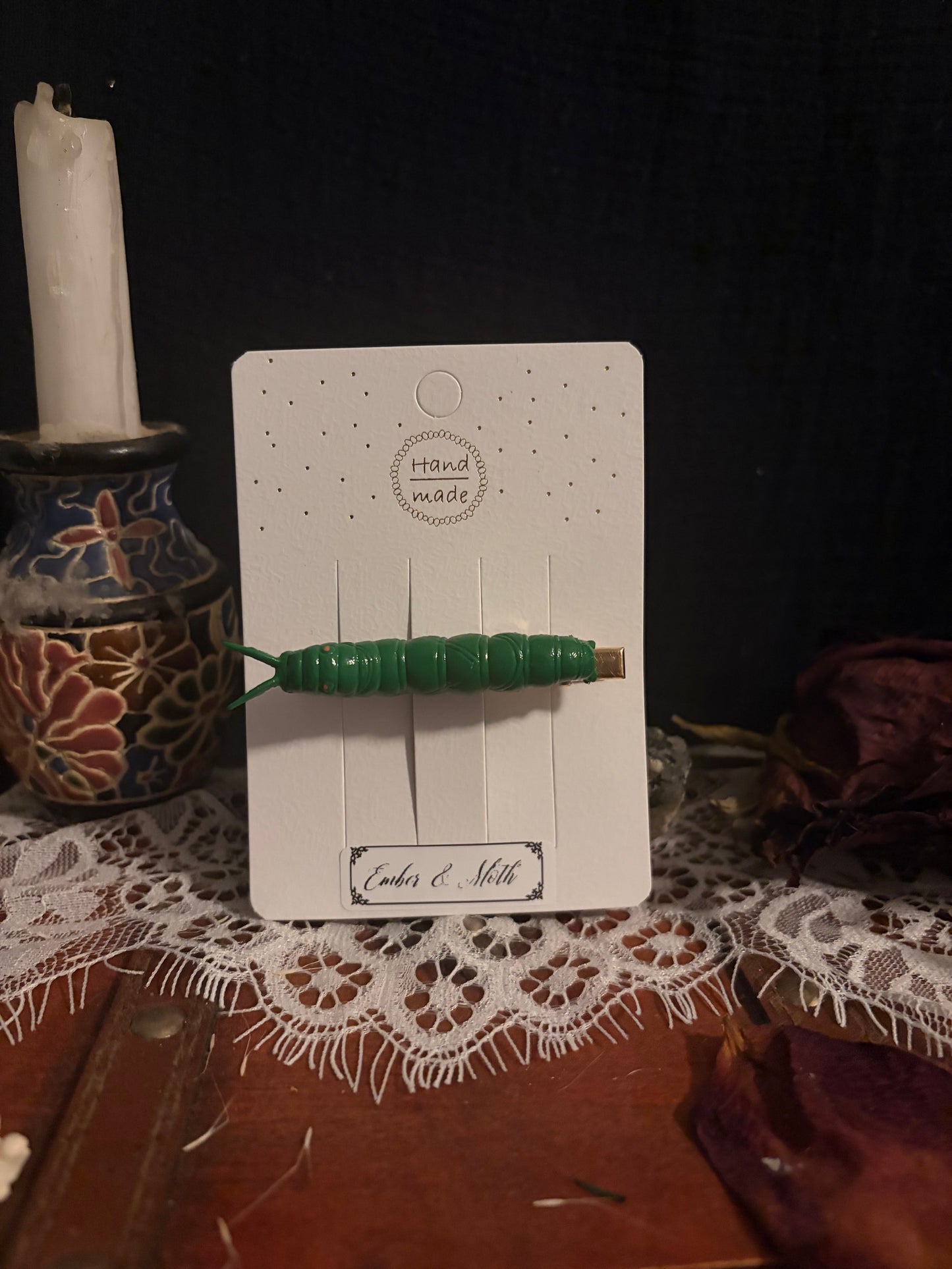 Curio Critter Hair Clip in caterpillar