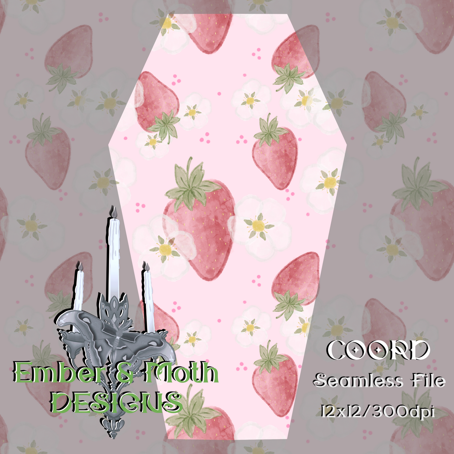 Fae Collector Strawberry Watercolor Coord seamless