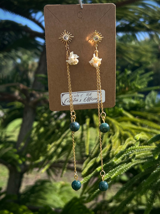 Celestia’s Offering Dangles in 18k gold plated 9.25 Sterling Silver VEE Ethereal earrings