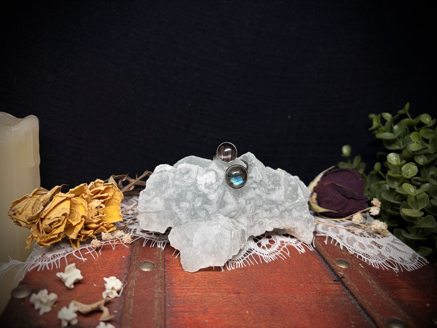 Labradorite & Real Butterfly Wing ring ethereal EMR