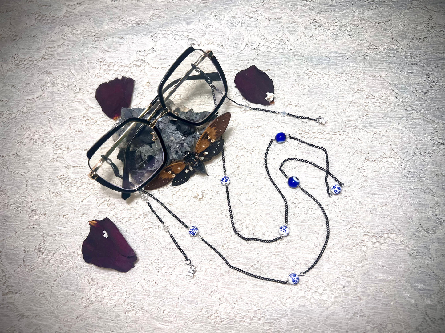 Ossian’s Gaze Glass or Faux Beads glasses chains SGH