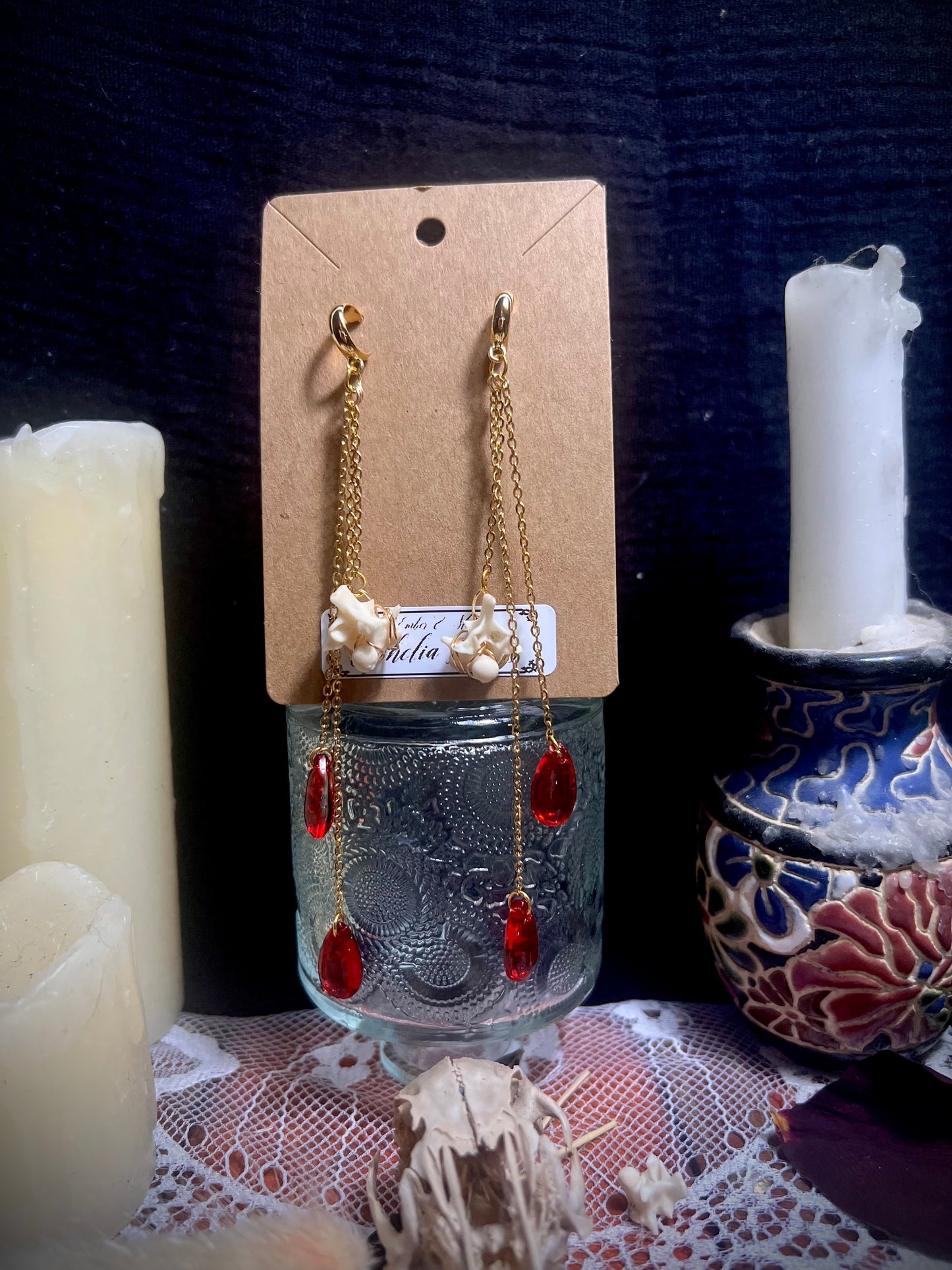 Ophelia’s Kiss Snake Vertebrae Dangles 18k gold VEE Ethereal earrings