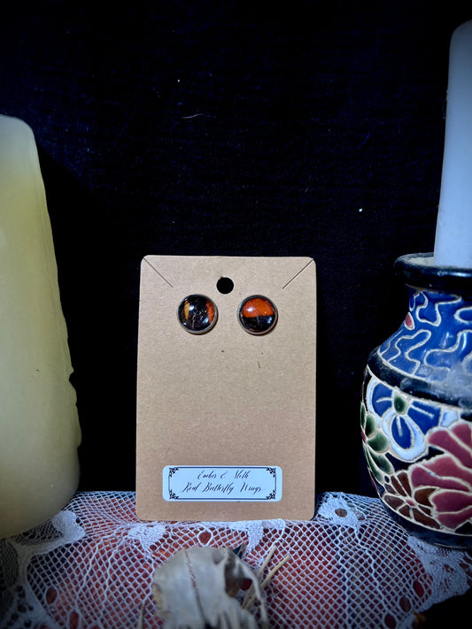 Real Ethically Sourced Butterfly Wing Inlaid Stud Earrings