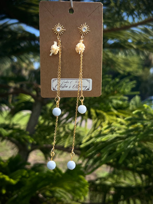 Celestia’s Offering Dangles in 18k gold plated 9.25 Sterling Silver VEE Ethereal earrings