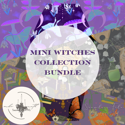 Mini Witches seamless & PNG bundle witchez collection
