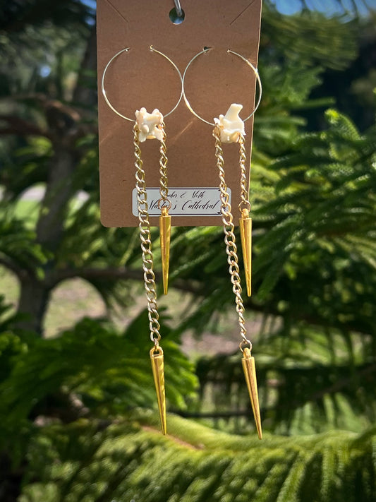 Martyr’s Cathedral Hoop dangles in 18k gold plated 9.25 Sterling Silver VEE Ethereal earrings