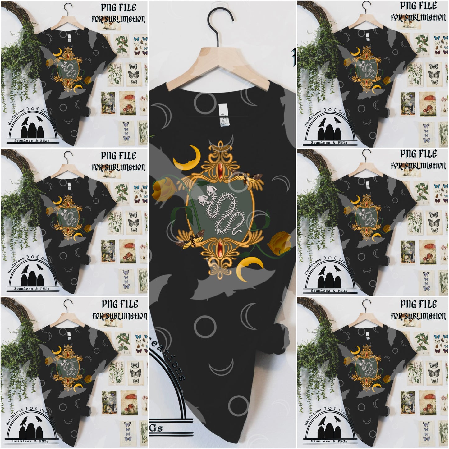 Serpentine Sisters Occult PNG Seamless curiosities collab