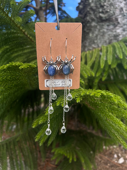 Genuine Stone inlade Spider ethereal dangles Ethereal earrings