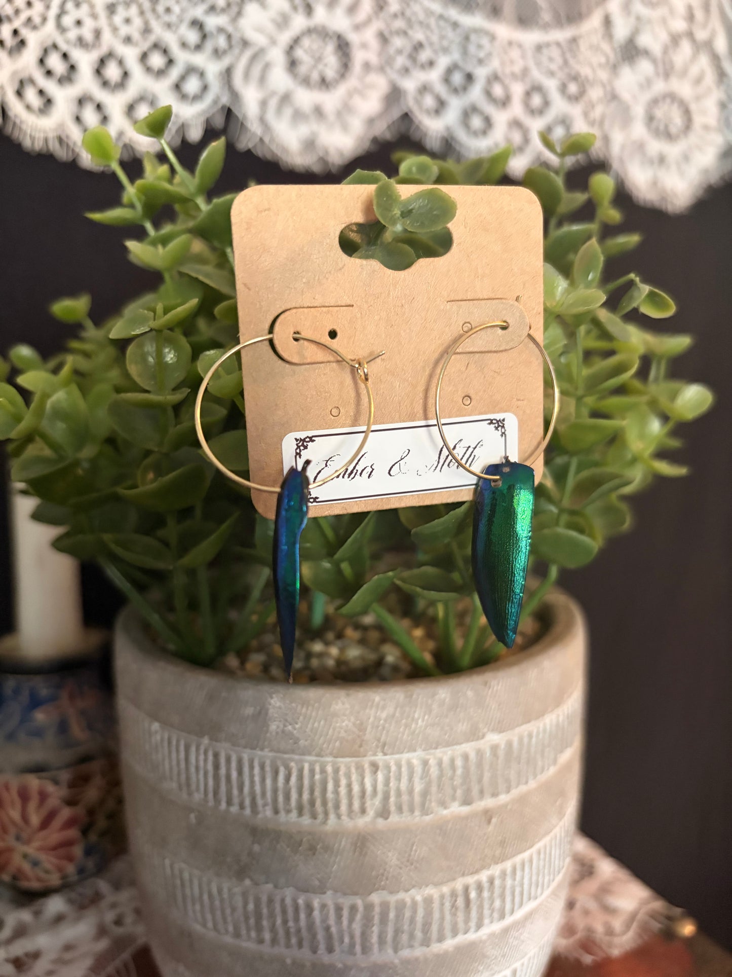 Beetle Wing earrings ethereal dangles BWE FHC