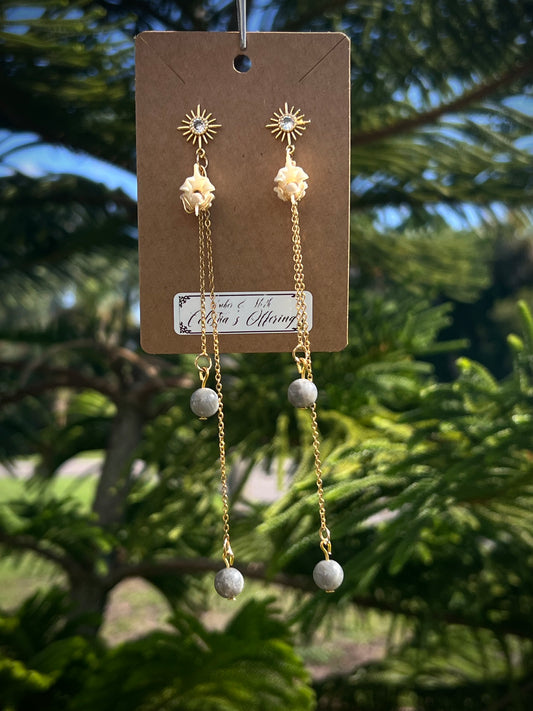 Celestia’s Offering Dangles in 18k gold plated 9.25 Sterling Silver VEE Ethereal earrings