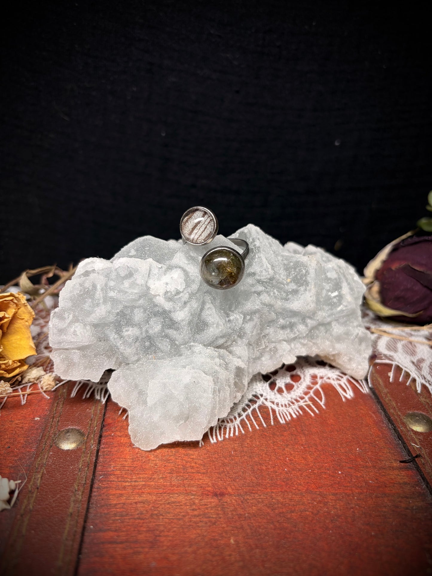 Labradorite & Real Butterfly Wing ring ethereal EMR