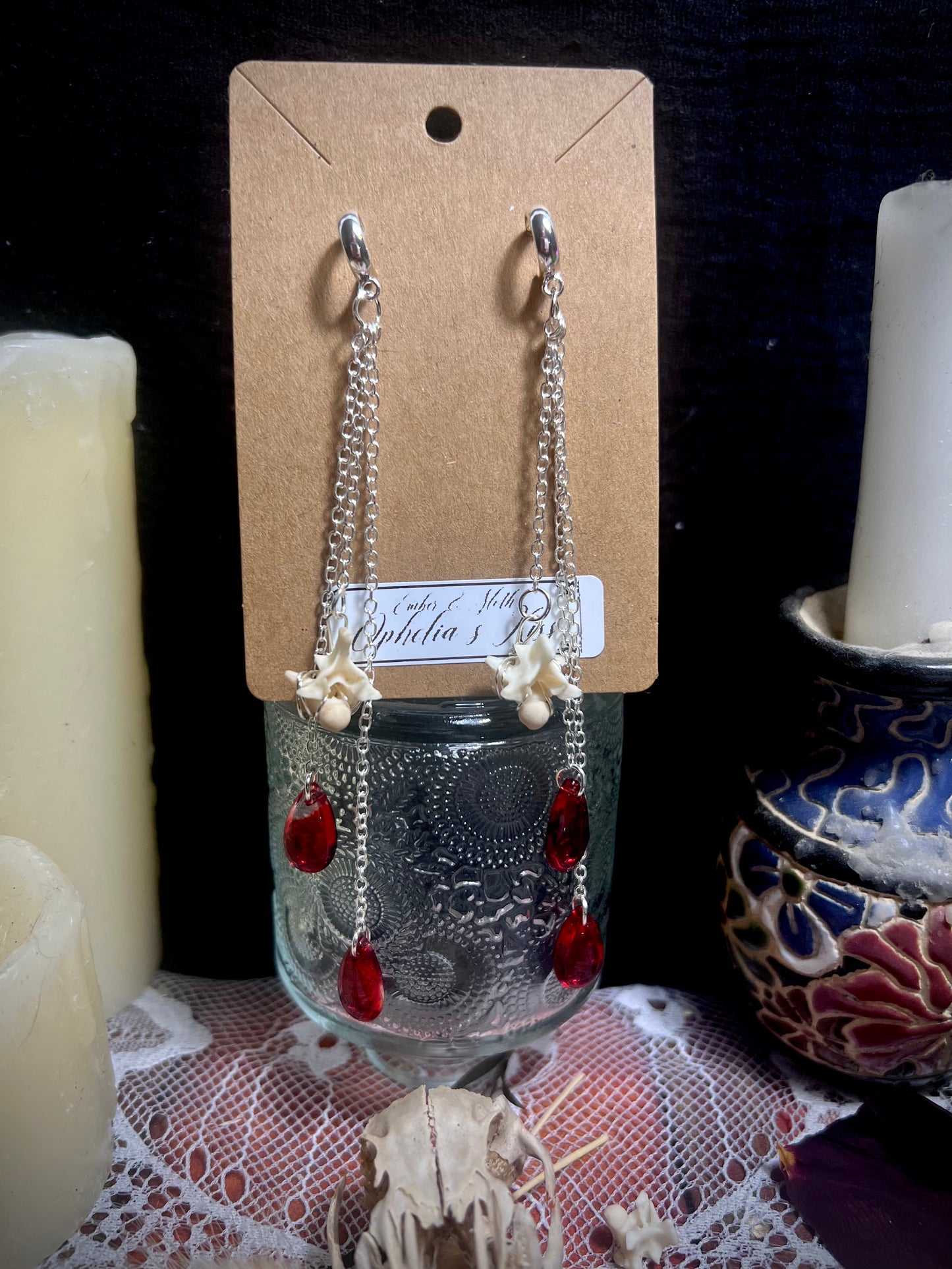 Ophelia’s Kiss Snake Vertebrae Dangles 9.25 Sterling Silver VEE Ethereal earrings